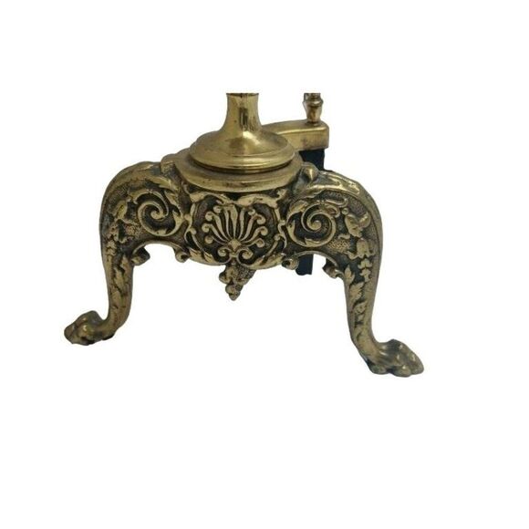 Vintage Victorian Fireplace Andirons Solid Brass Ornate - Picture 3 of 5